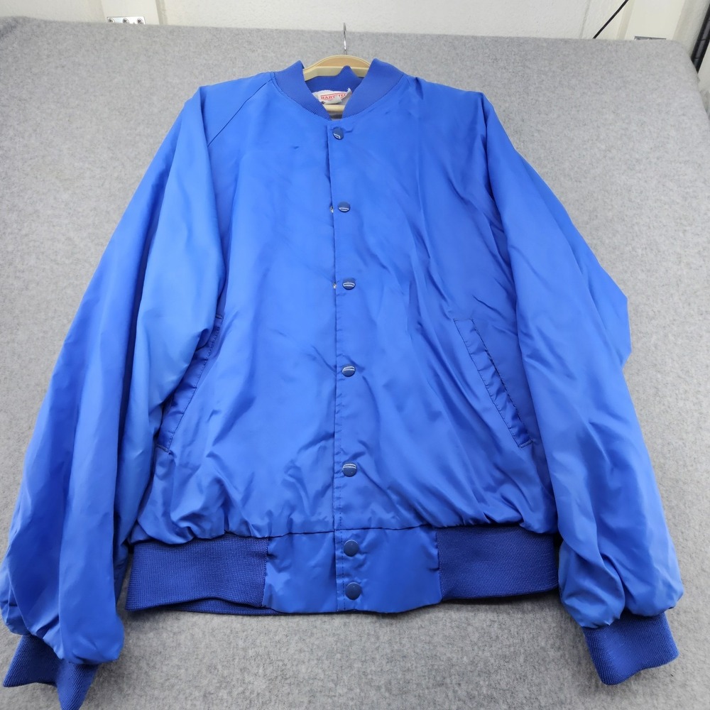 VINTAGE Hartwell  Jacket L‎ 80's Bomber USA Made Blue Snap Button - Picture 2 of 13